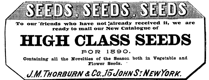 Thorburn Seeds, Garden and Forest Feb 19, 1890, pg. ii
