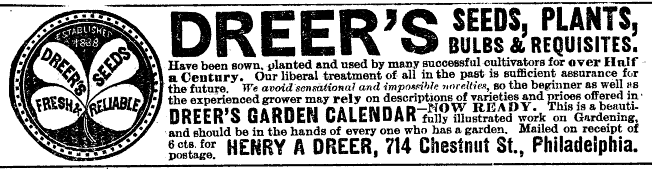 Dreers Seeds, Garden and Forest Mar 19 1890, pg. ii