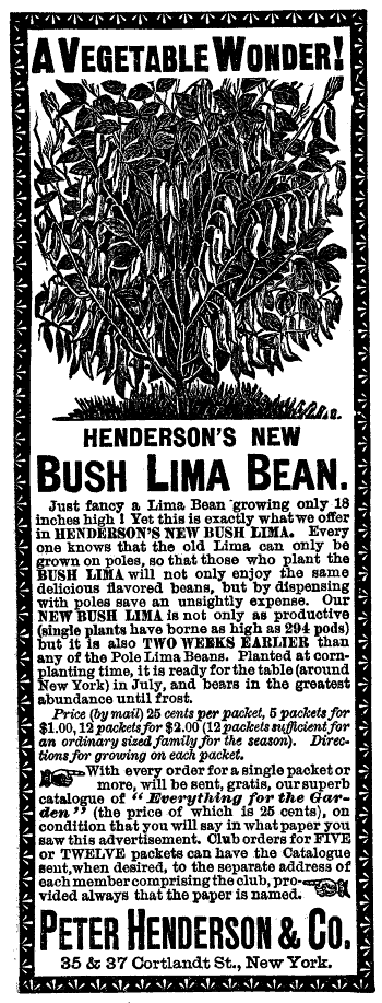 Miracle Lima Beans, Garden and Forest Apr 30, 1890, pg. iii
